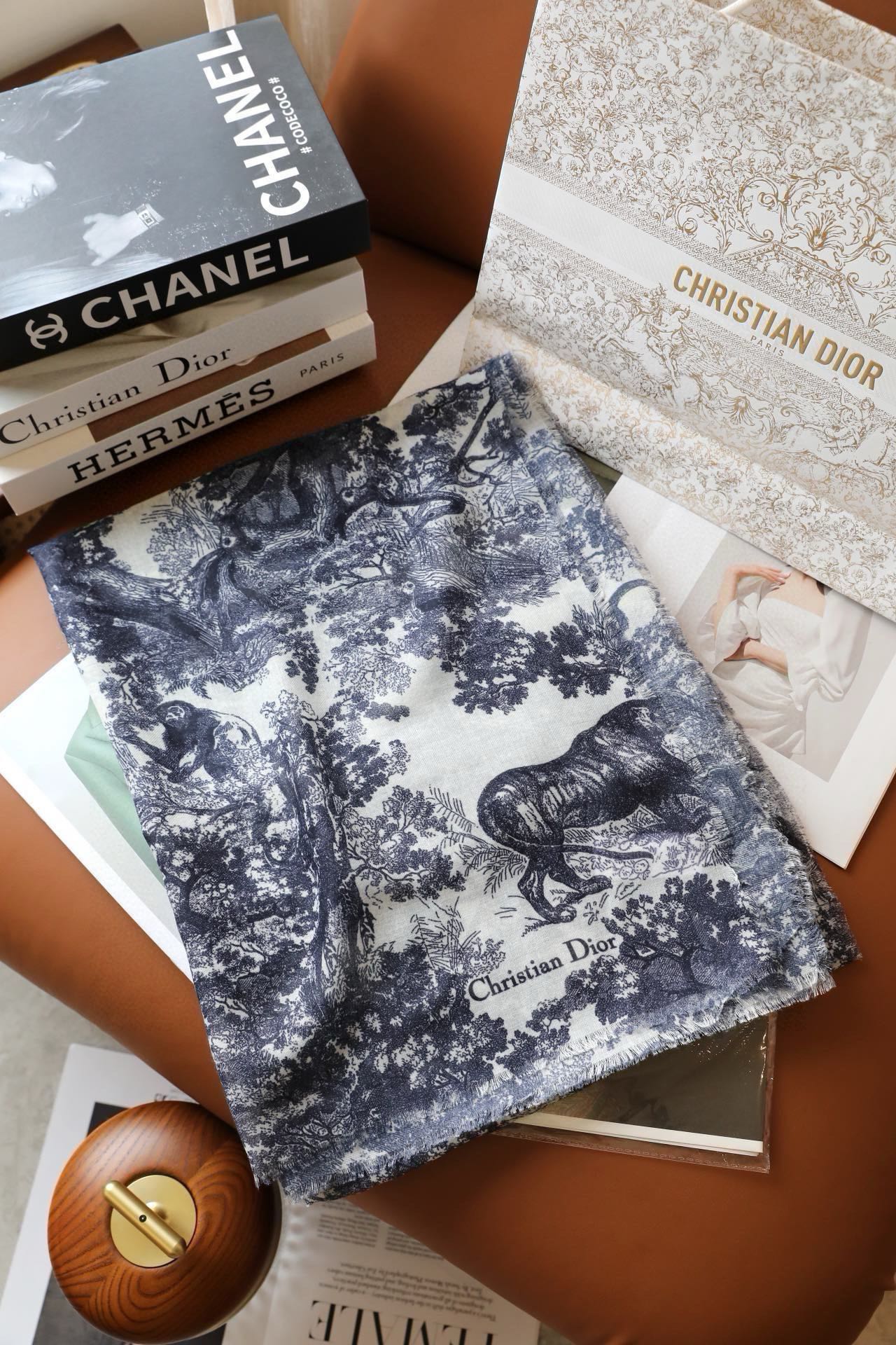 SCARF 180 CM IN STONE BLUE SILK AND CASHMERE 418263 mysite