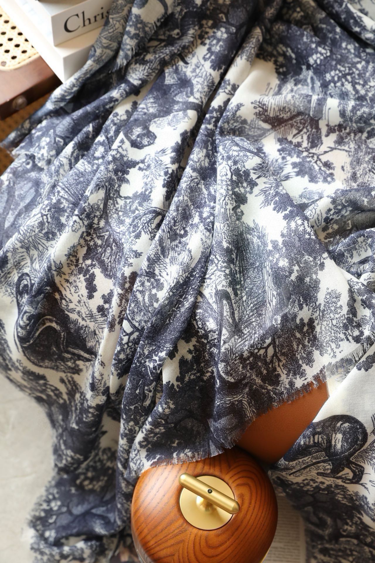 SCARF 180 CM IN STONE BLUE SILK AND CASHMERE 418263 mysite