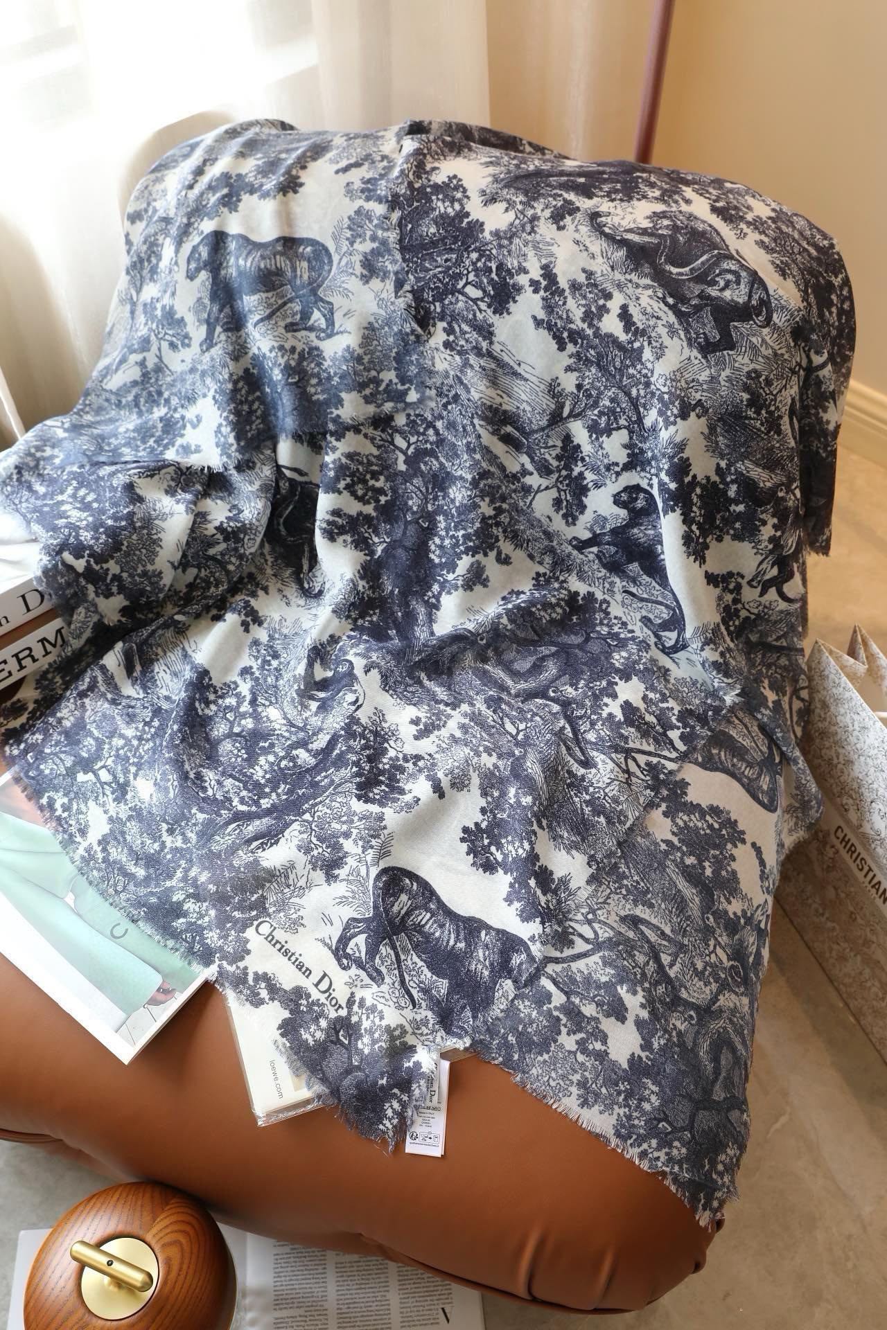 SCARF 180 CM IN STONE BLUE SILK AND CASHMERE 418263 mysite