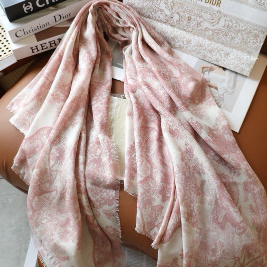 SCARF 180 CM IN LIGHT PINK SILK AND CASHMERE 418264 mysite