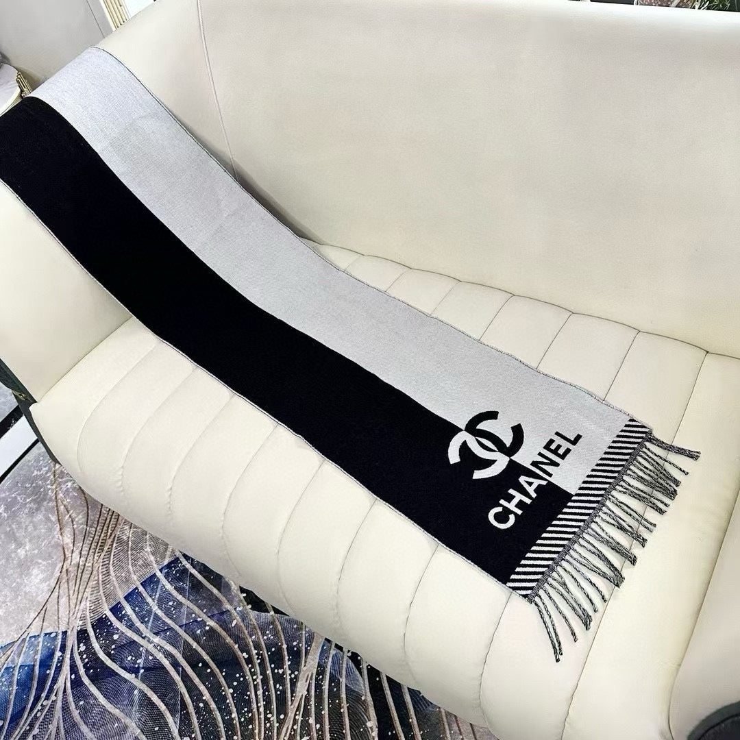 CC Scarf 200 CM In Black Mix Grey Wool And Cashmere 418269 mysite