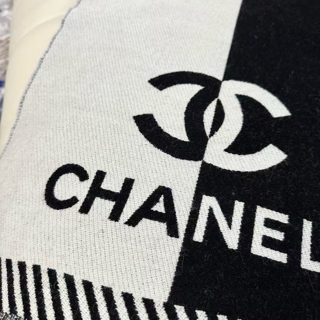 CC Scarf 200 CM In Black Mix Grey Wool And Cashmere 418269 mysite