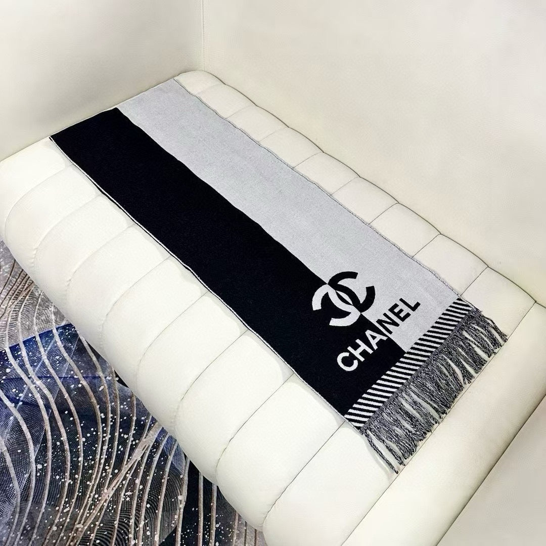 CC Scarf 200 CM In Black Mix Grey Wool And Cashmere 418269 mysite