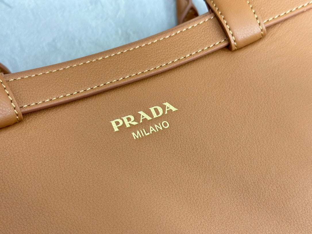 Prada Buckle Tote Bag 35cm Brown Cowhide mysite