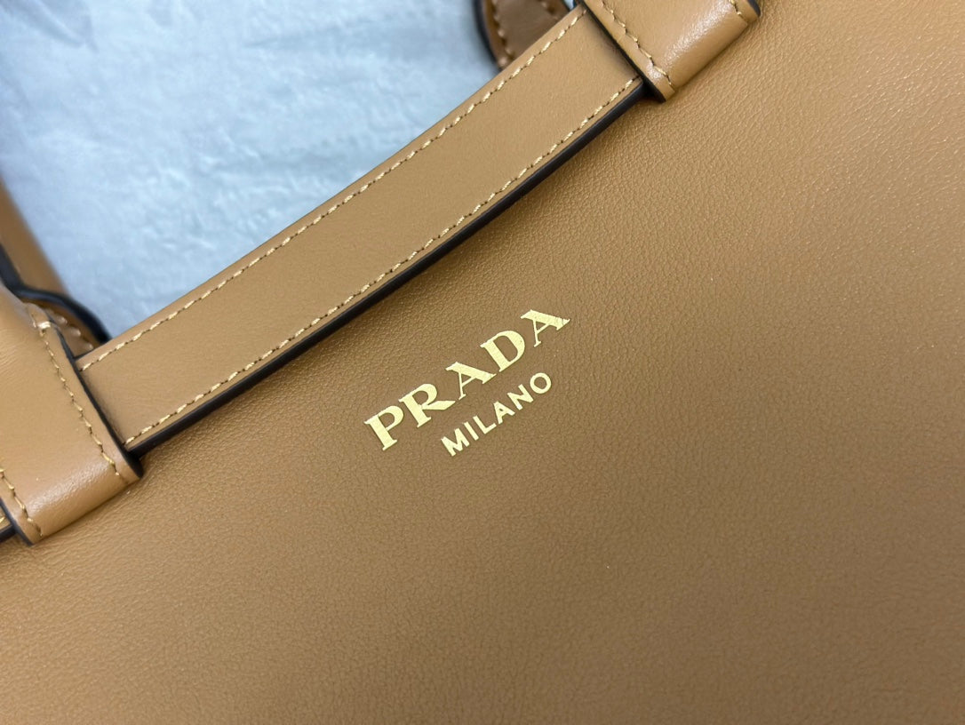 Prada Buckle Tote Bag 28cm Brown Cowhide mysite