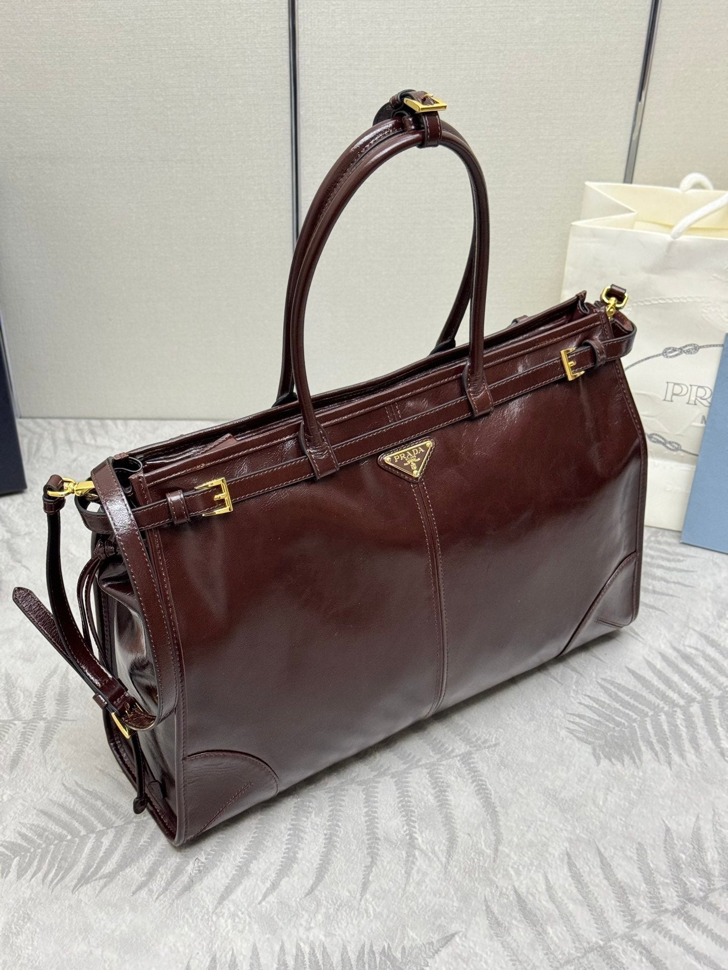 Prada Bonnie Extra-Large 42cm Dark Burdundy Calfskin mysite