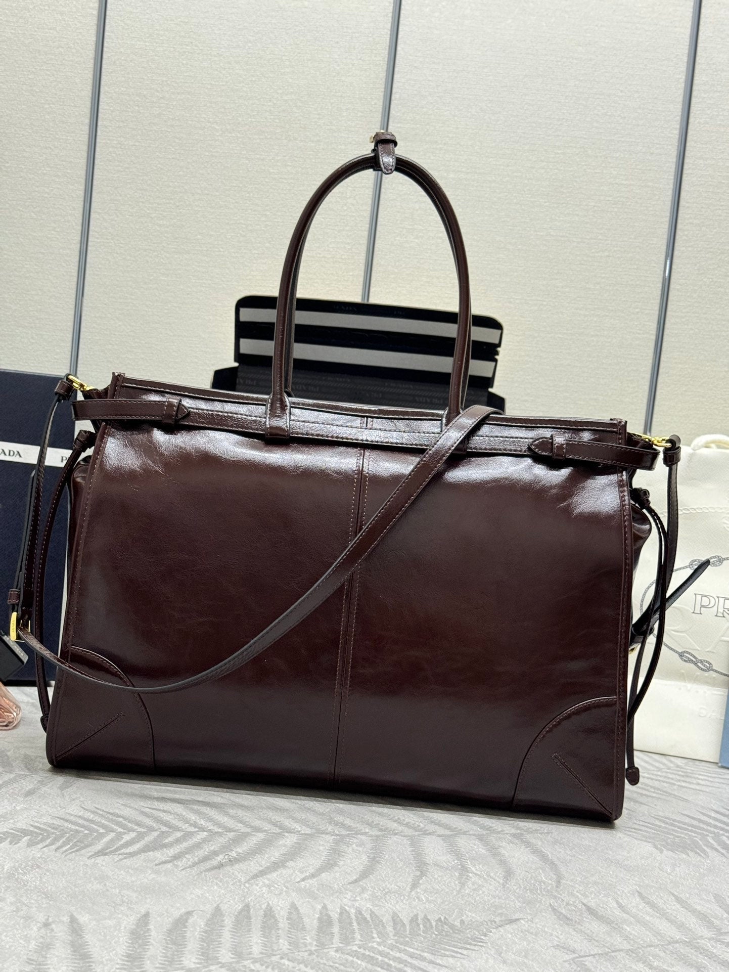 Prada Bonnie Extra-Large 42cm Dark Burdundy Calfskin mysite