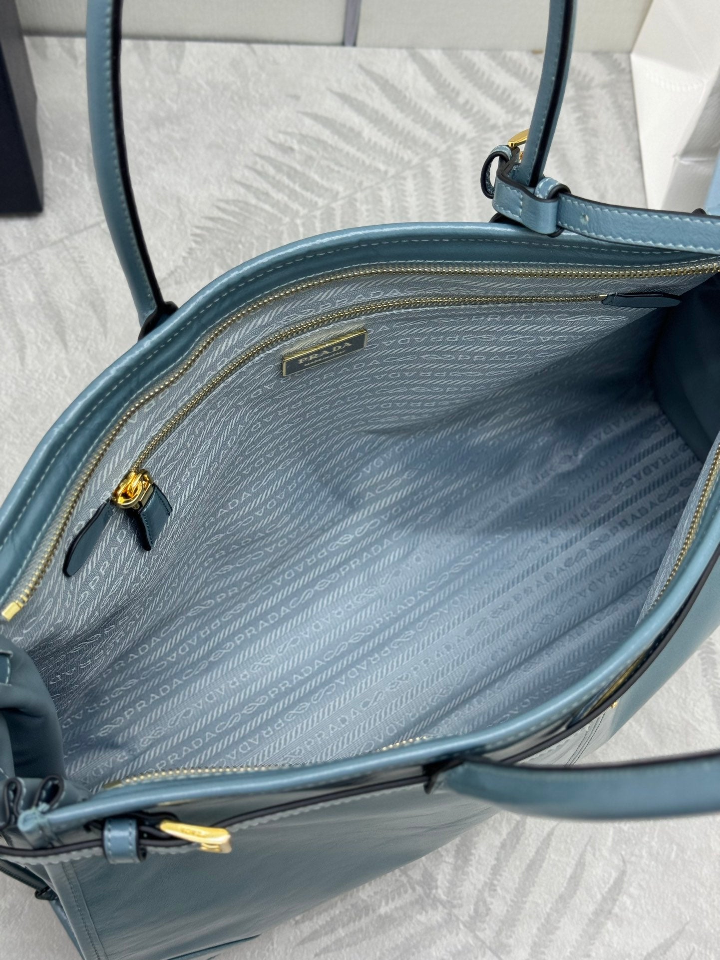 Prada Bonnie Extra-Large 42cm Blue Gray Calfskin mysite