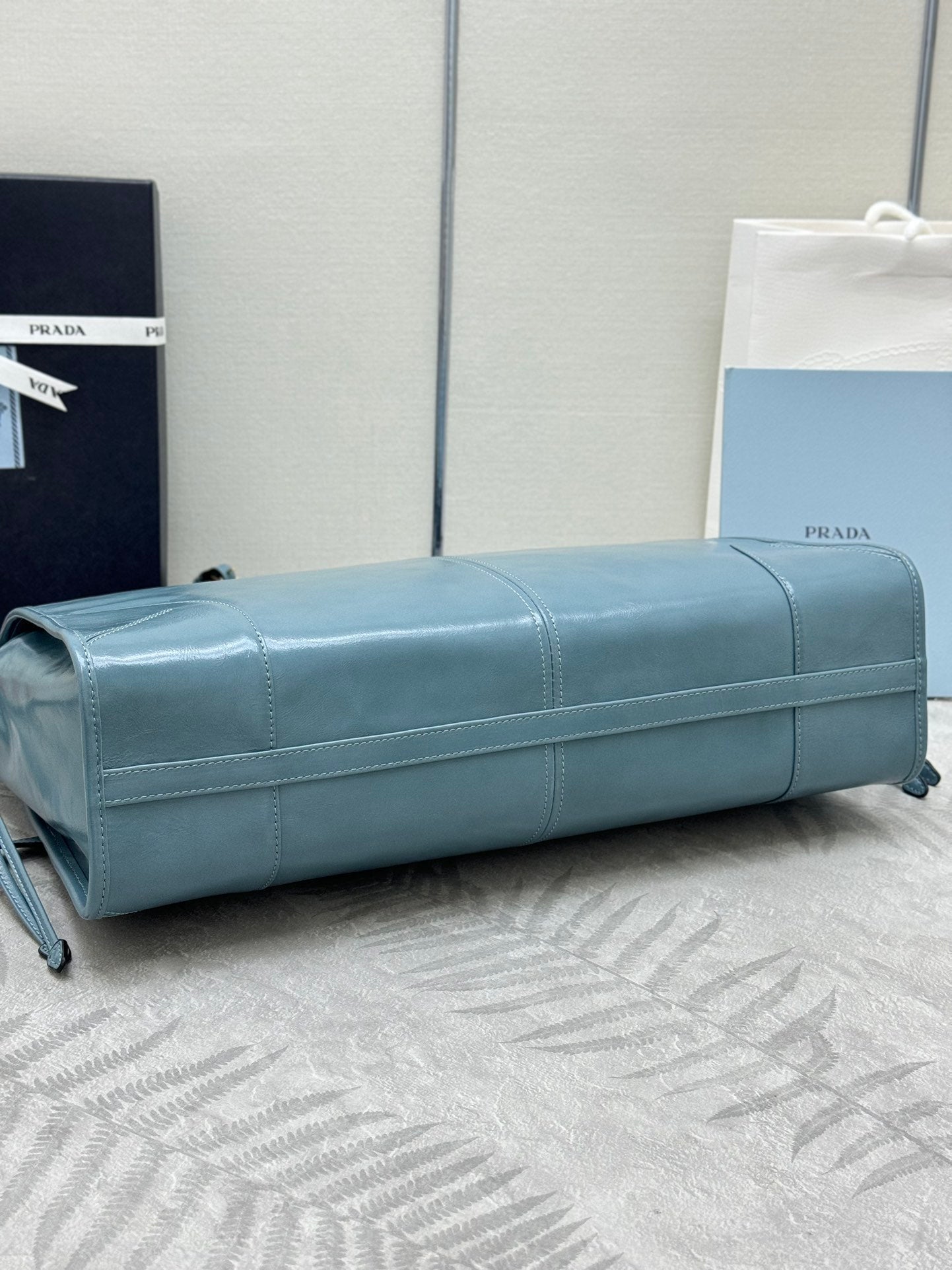 Prada Bonnie Extra-Large 42cm Blue Gray Calfskin mysite