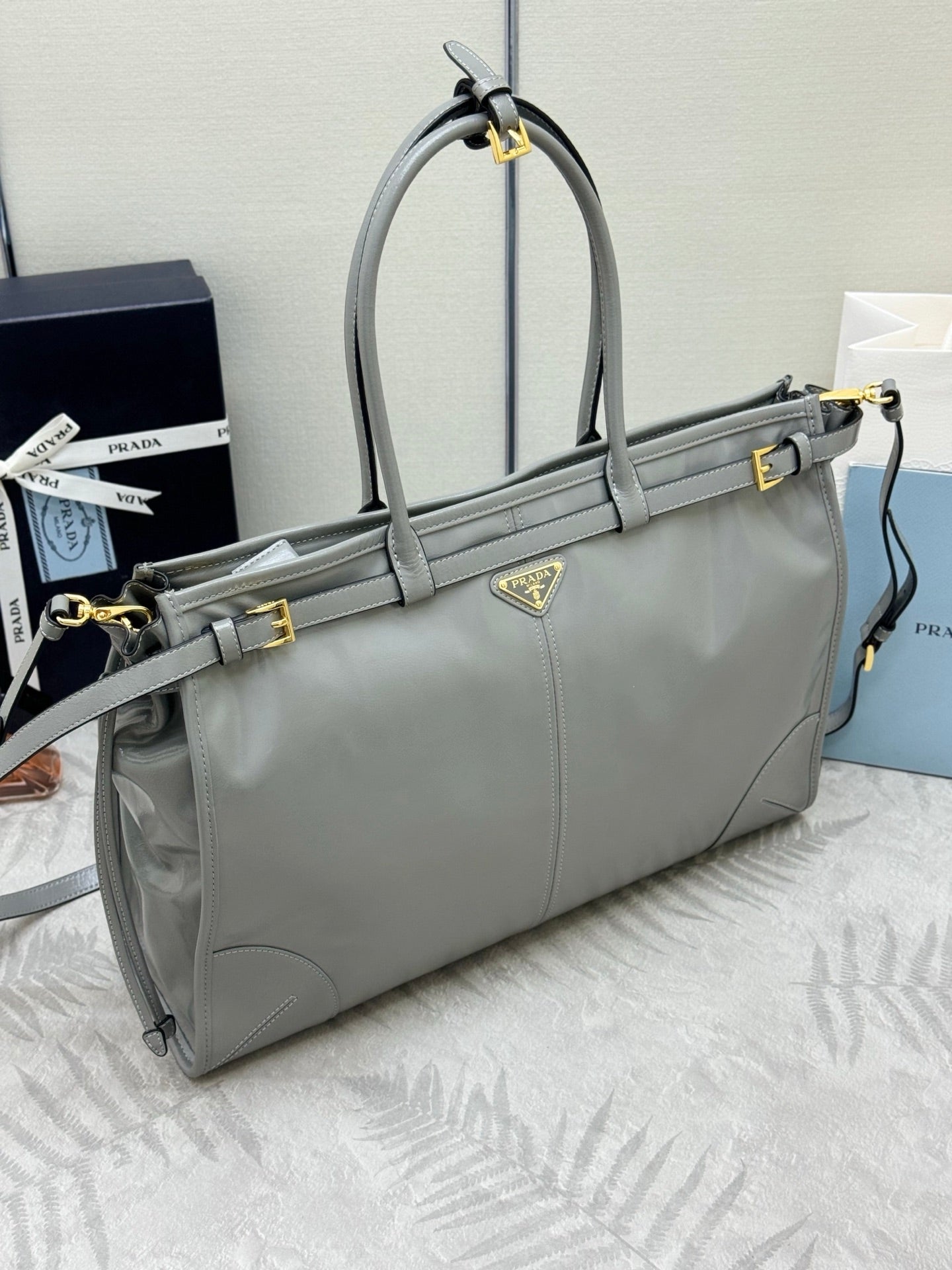 Prada Bonnie Extra-Large 42cm Grey Calfskin mysite