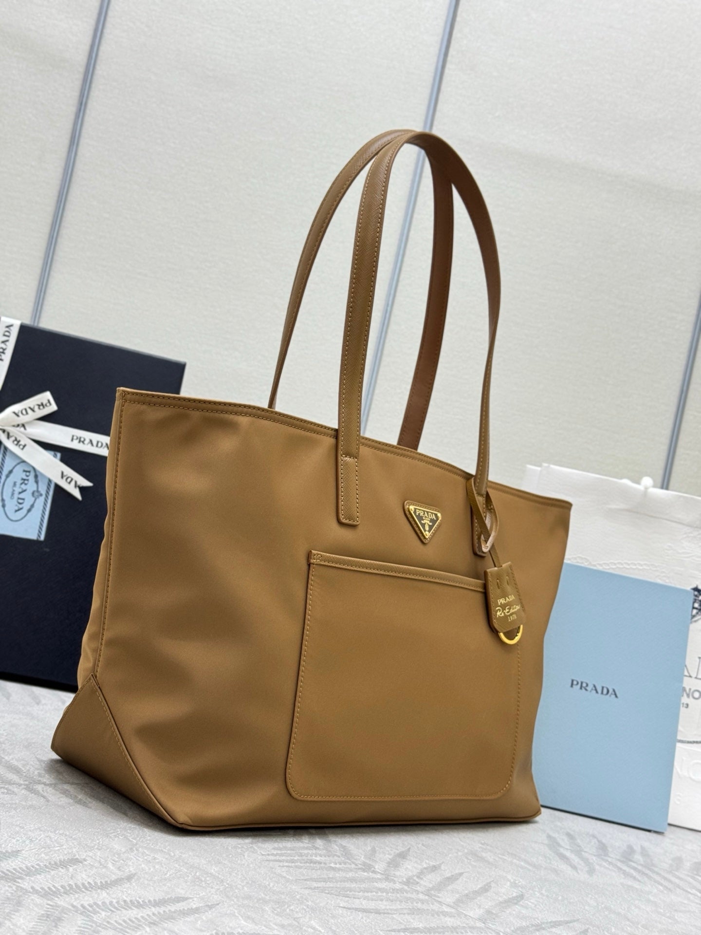 Prada Re-Edition 1978 Tote Bag 35cm Brown Re-Nylon& Saffiano Leather mysite