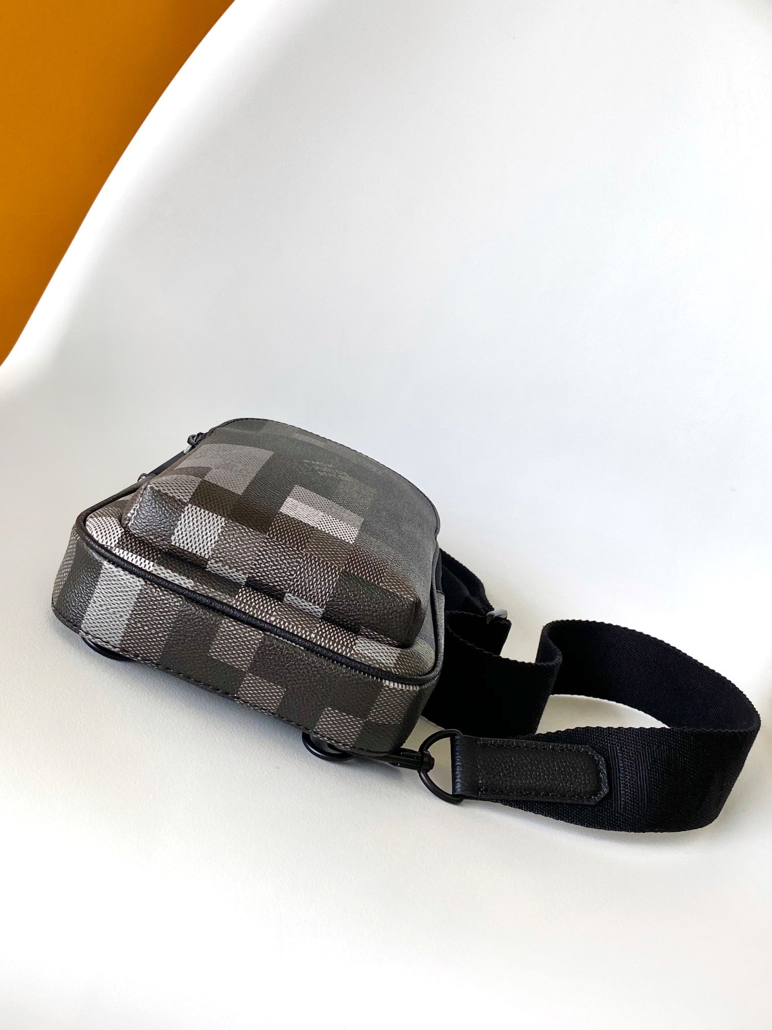 Lv Avenue Slingbag Black Damoflage Black Canvas- Black Metal mysite