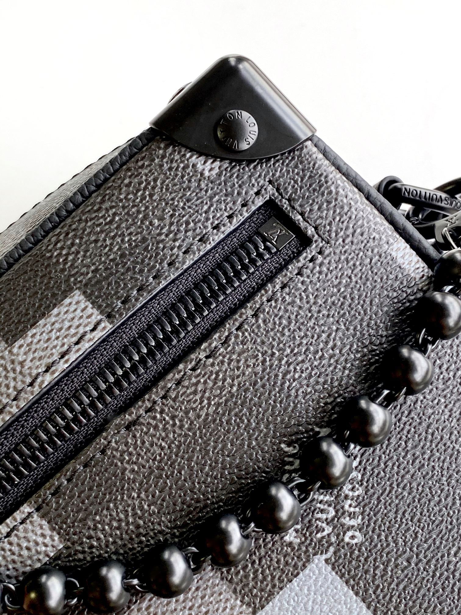 Lv Mini Soft Trunk 18.5 Black Damoflage Black Canvas- Black Metal mysite