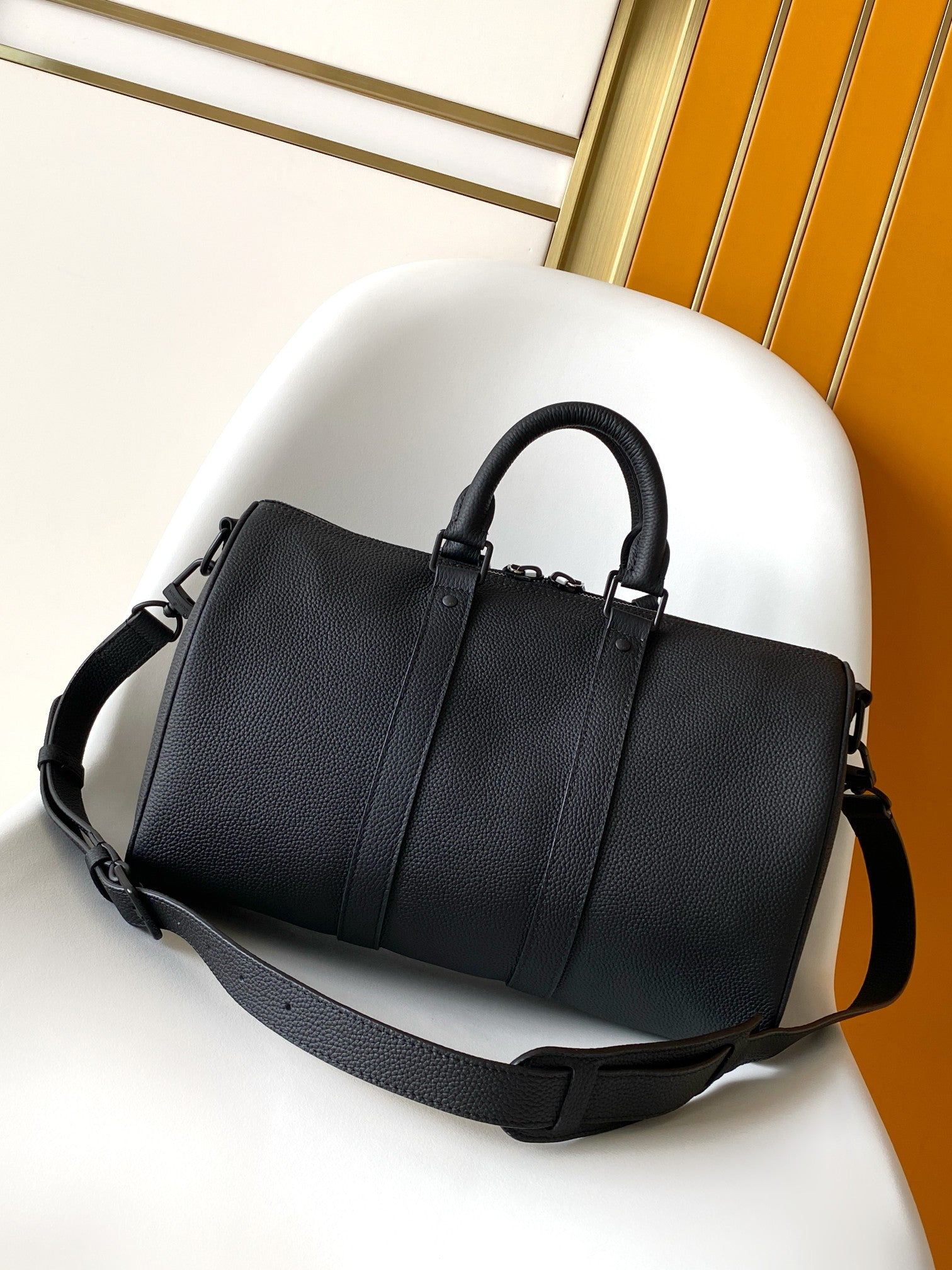 LV Keepall Bandoulière 35 Bag Black Embossed Monogram Empreinte Cowhide 268064 mysite