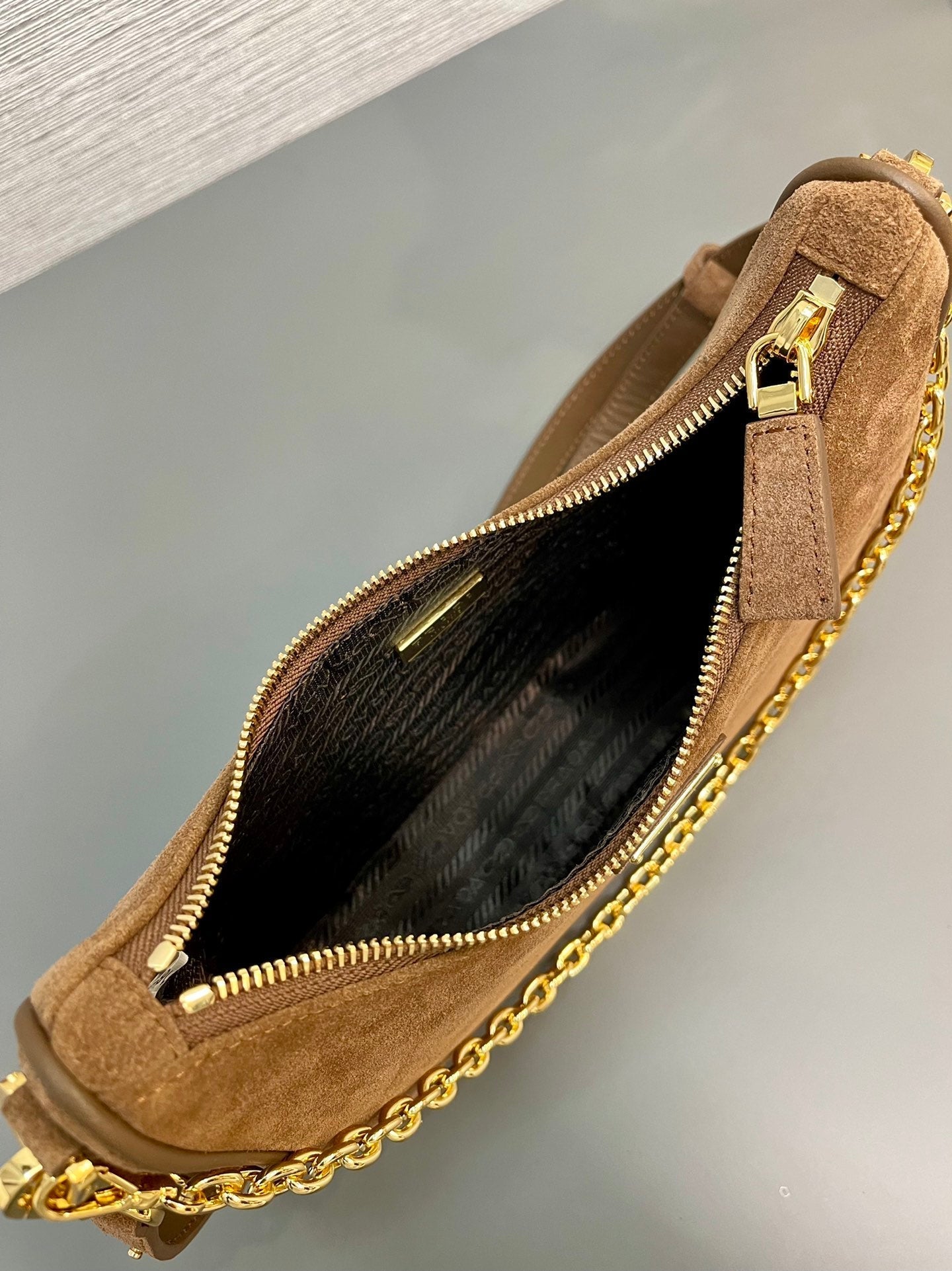 HOBO BAG 23 IN RUSSET BROWN SUEDE GOLD CHAIN mysite