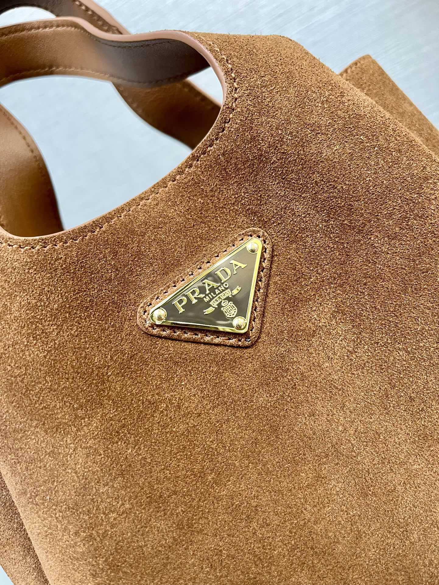 MINI TOTE BAG 18 IN RED BROWN SUEDE GOLD LOGO mysite