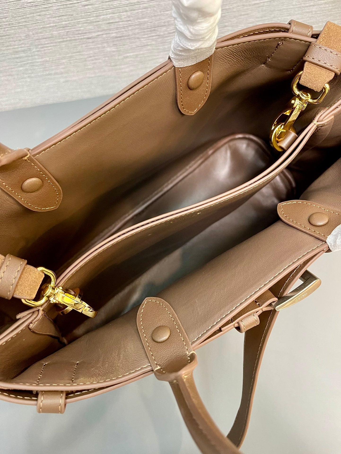 MEDIUM TOTE BAG WITH BELT 35 IN RUSSET BROWN SUEDE mysite