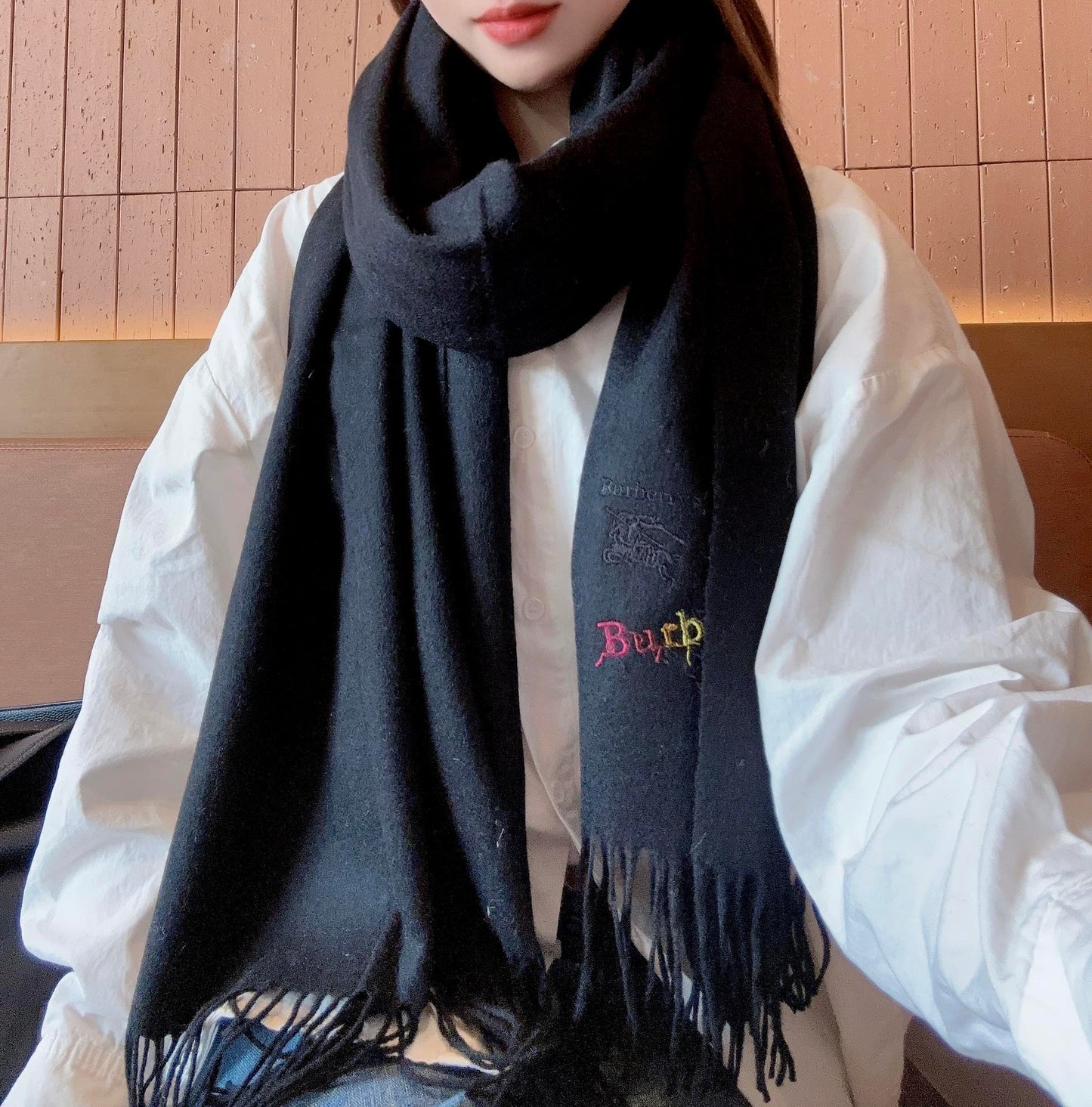 CLASSIC SCARF 200 CM IN BLACK CASHMERE  402267 mysite