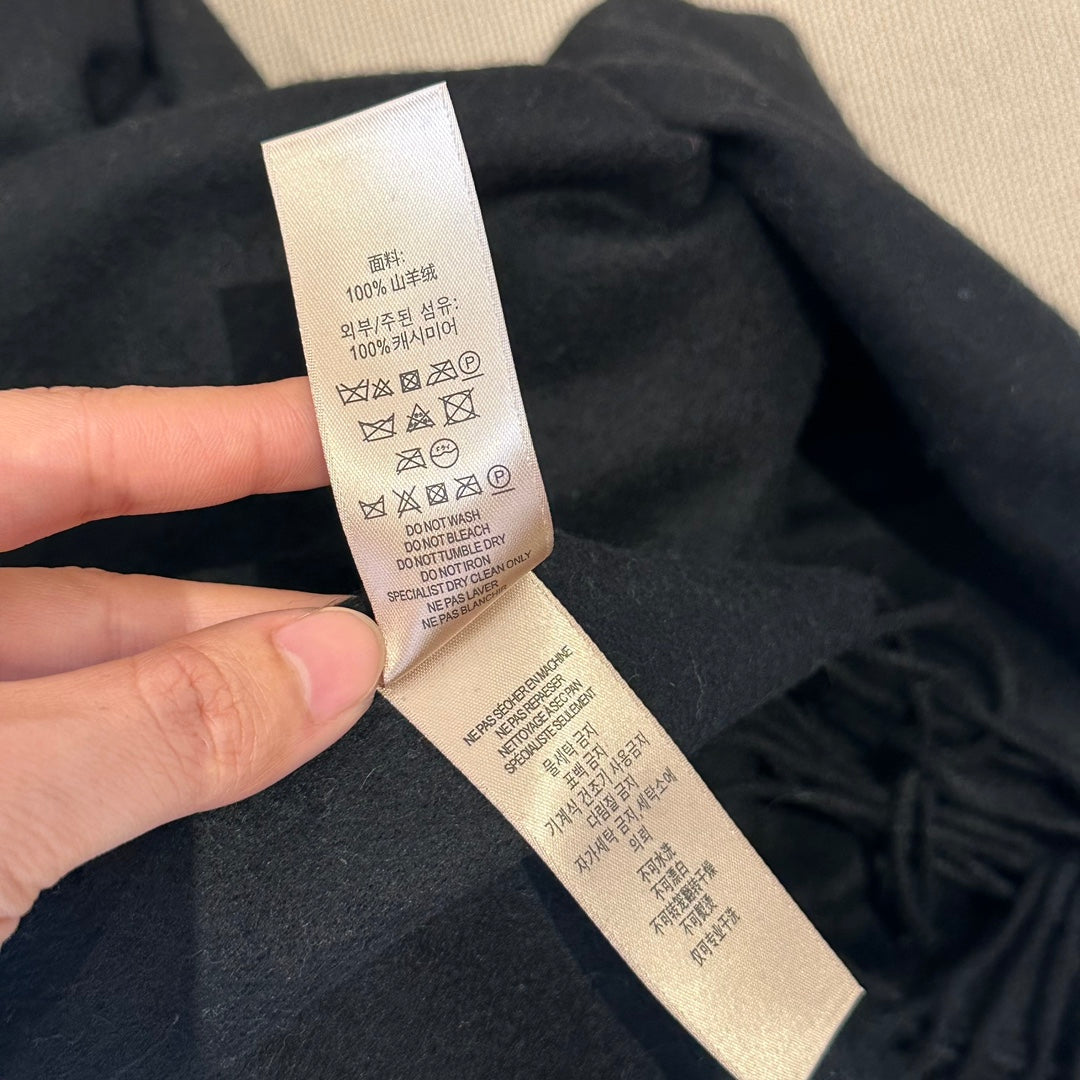 CLASSIC SCARF 200 CM IN BLACK CASHMERE  402267 mysite