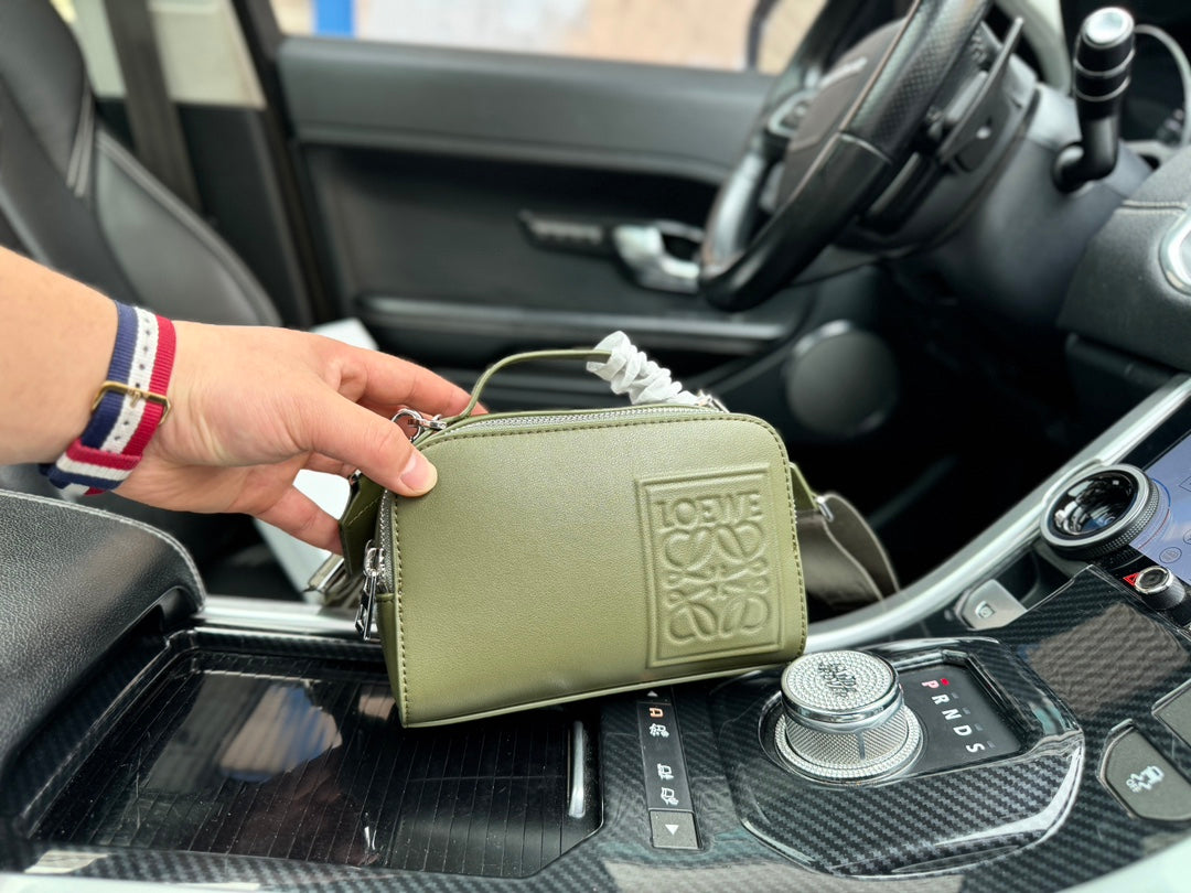 LOE MINI 18 CAMERA CROSS BODY BAG IN OLIVE GREEN CALFSKIN mysite