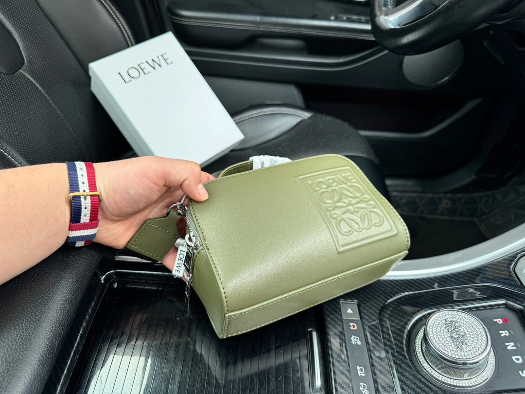LOE MINI 18 CAMERA CROSS BODY BAG IN OLIVE GREEN CALFSKIN mysite