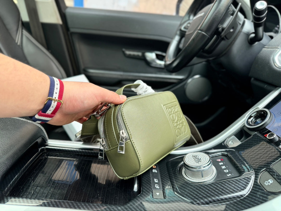 LOE MINI 18 CAMERA CROSS BODY BAG IN OLIVE GREEN CALFSKIN mysite