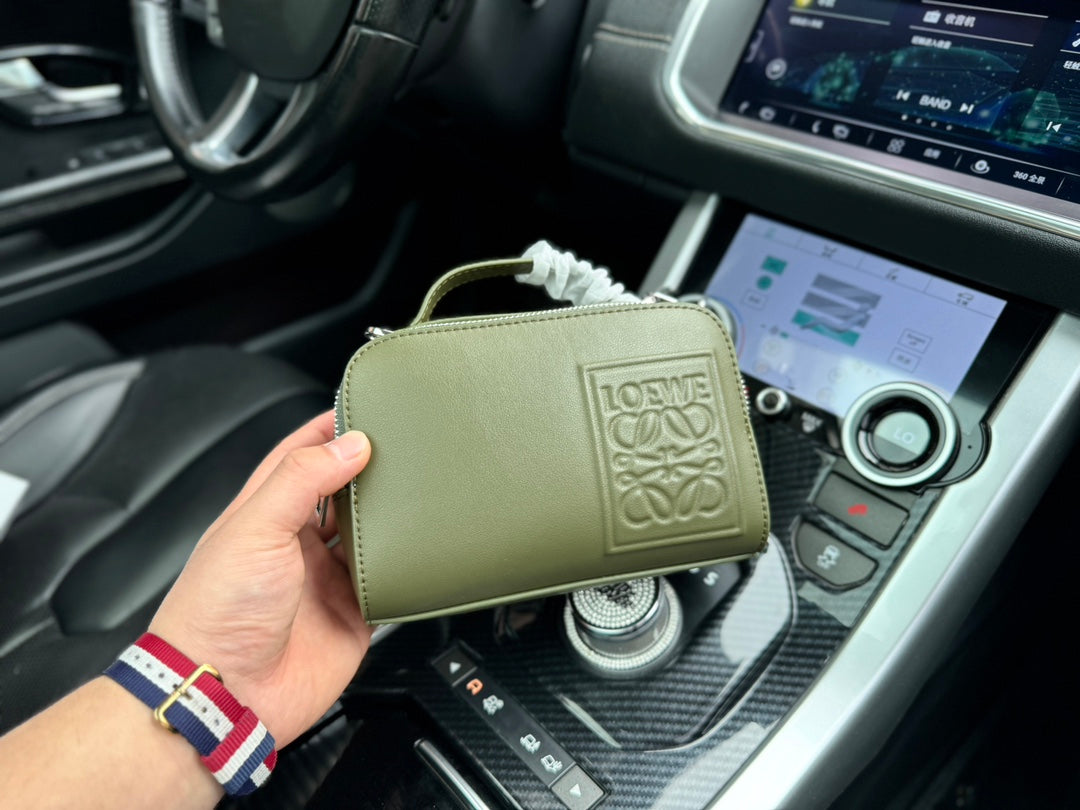 LOE MINI 18 CAMERA CROSS BODY BAG IN OLIVE GREEN CALFSKIN mysite