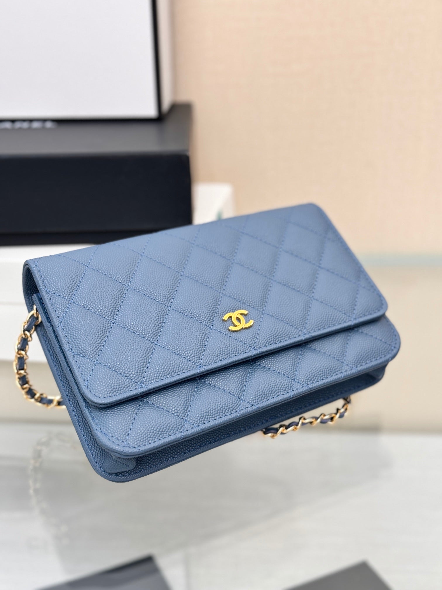WOC 19CM BLUE JEAN CAVIAR GOLD HARDWARE mysite