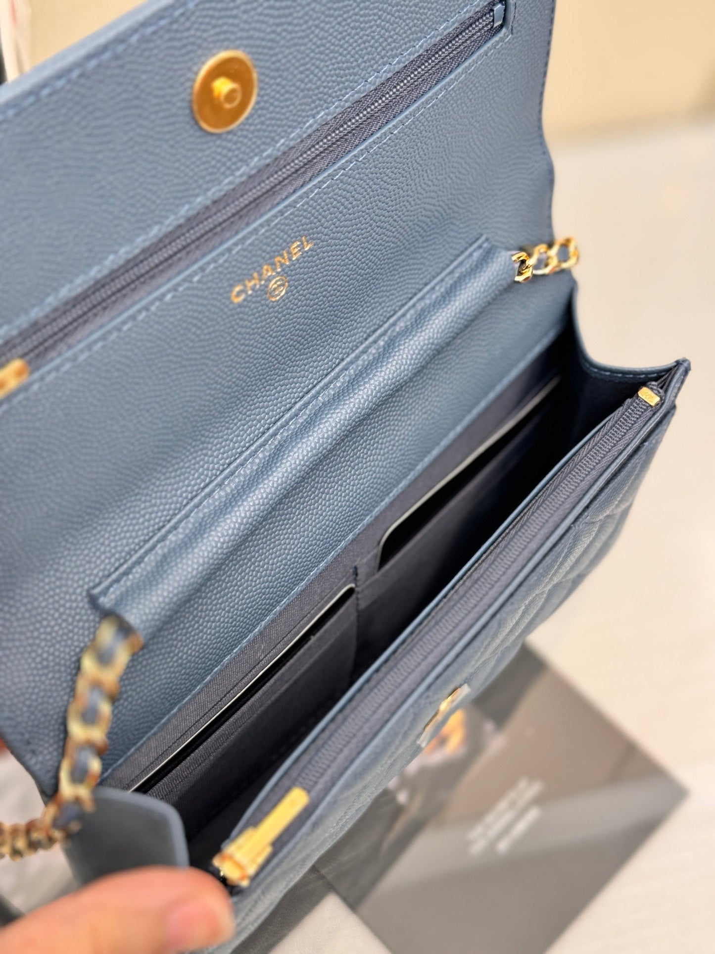 WOC 19CM BLUE JEAN CAVIAR GOLD HARDWARE mysite