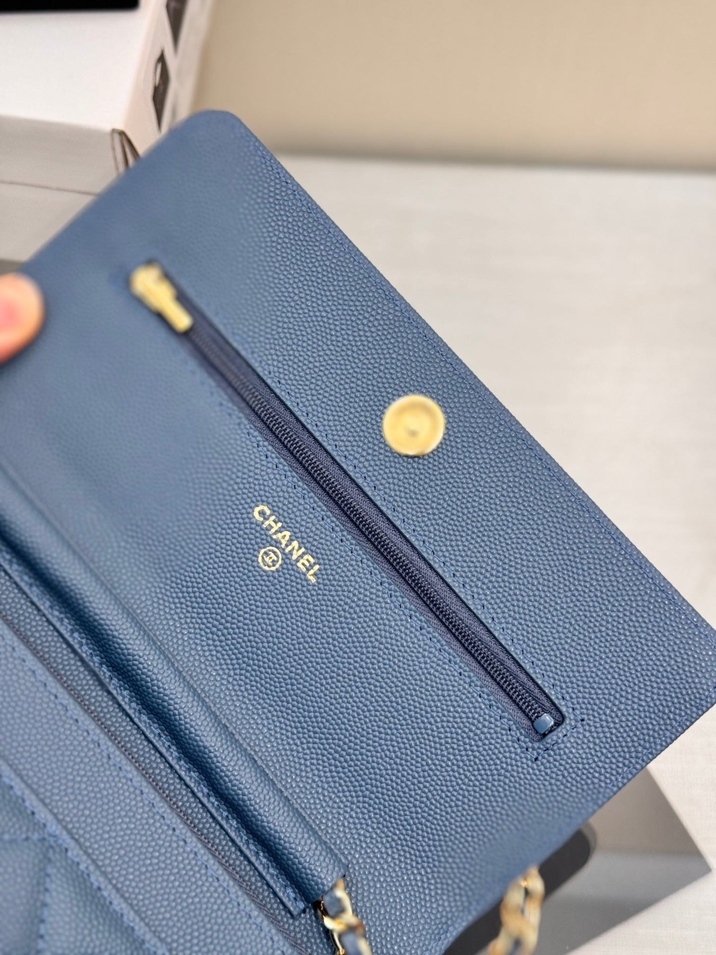 WOC 19CM BLUE JEAN CAVIAR GOLD HARDWARE mysite