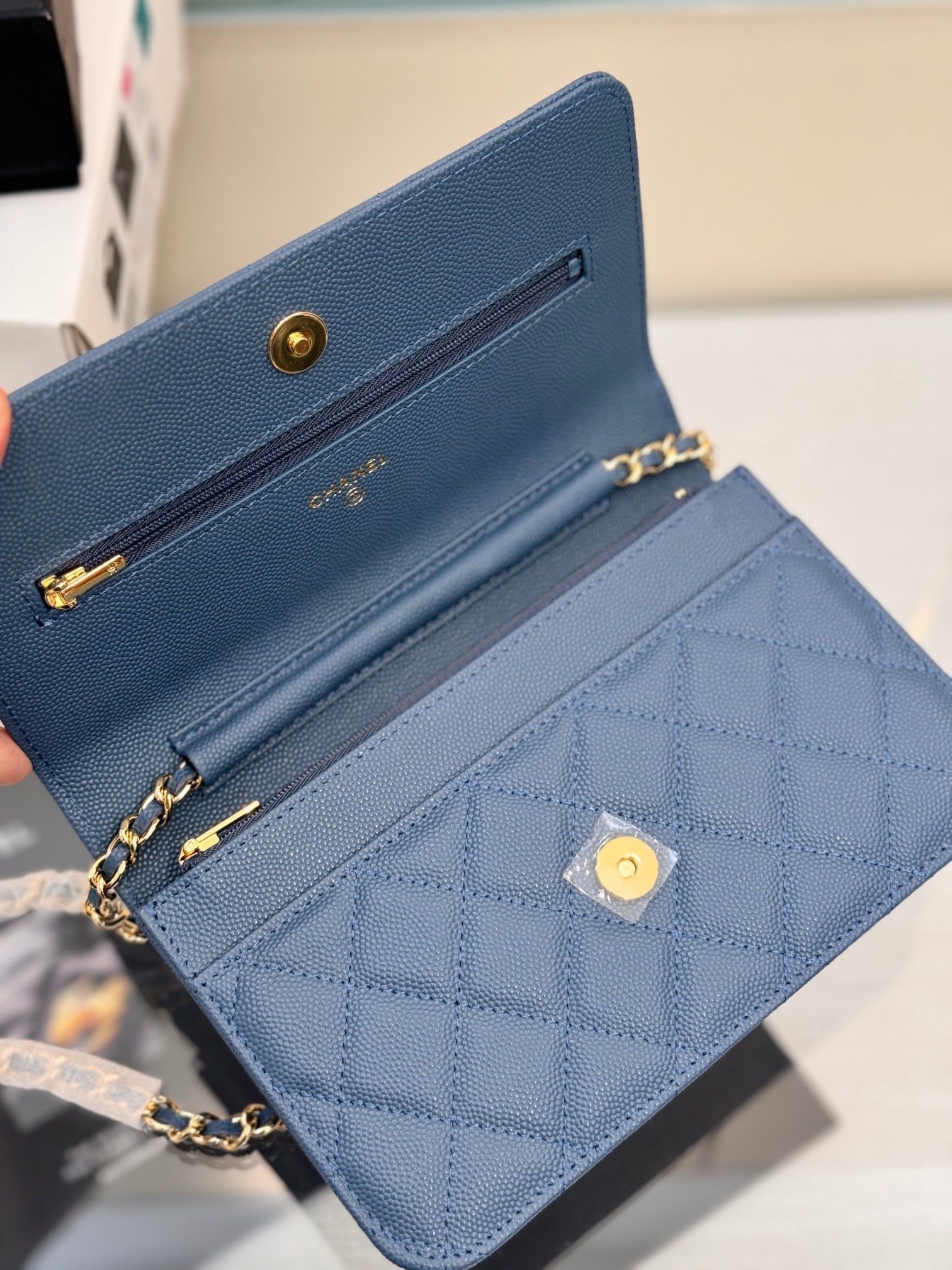 WOC 19CM BLUE JEAN CAVIAR GOLD HARDWARE mysite