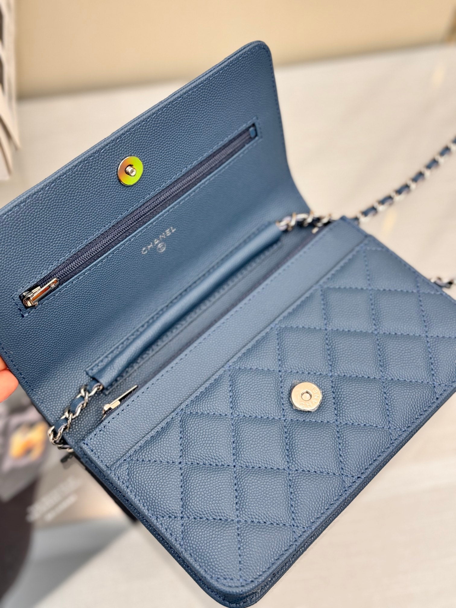 WOC 19CM BLUE JEAN CAVIAR SILVER HARDWARE mysite