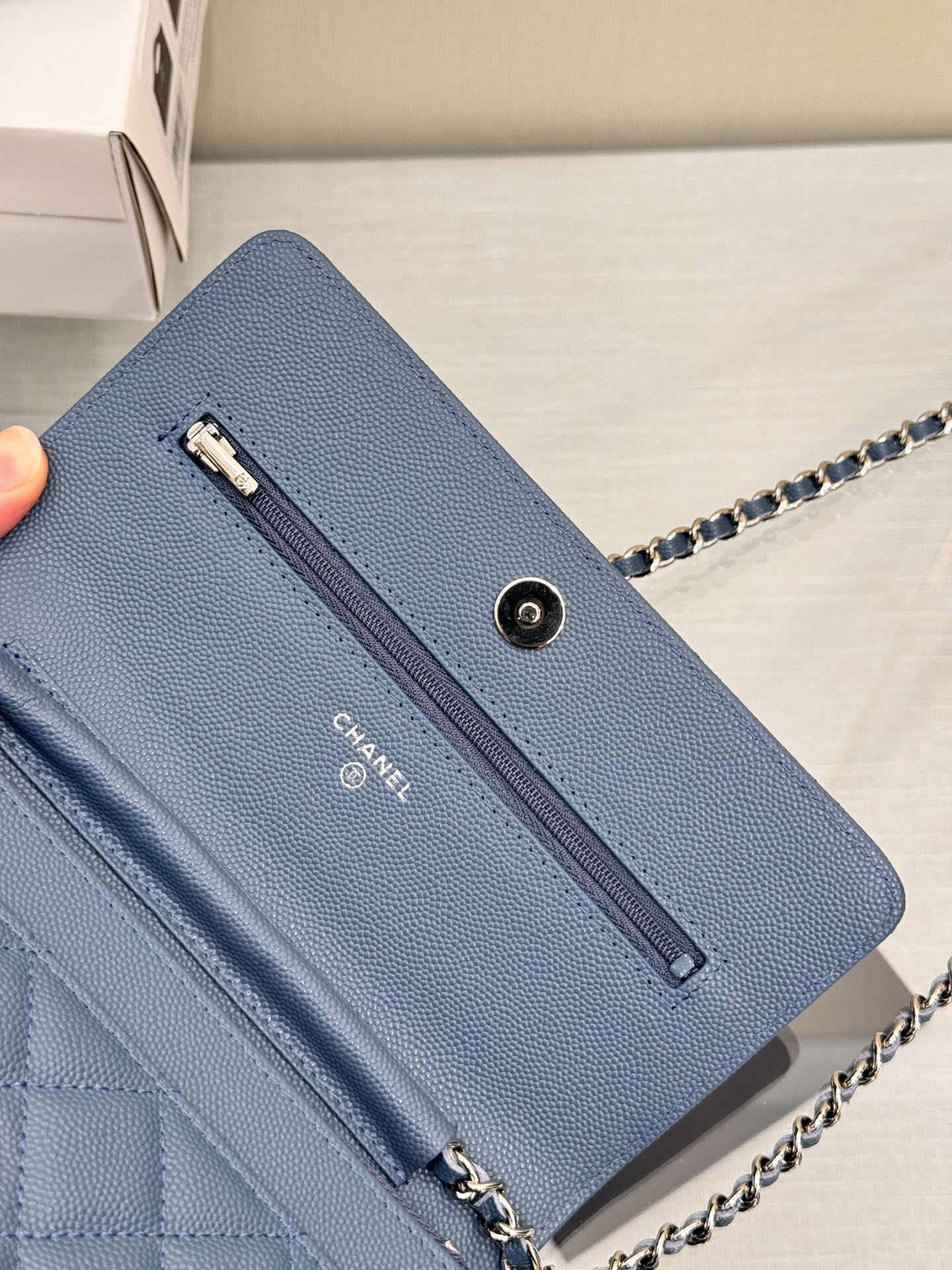 WOC 19CM BLUE JEAN CAVIAR SILVER HARDWARE mysite