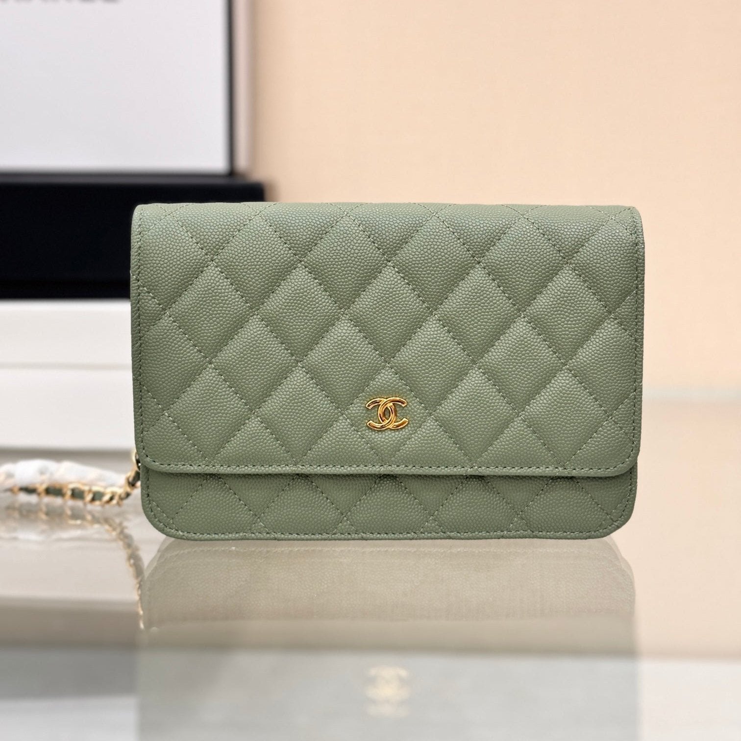 WOC 19CM KHAKI BLUE CAVIAR GOLD HARDWARE mysite