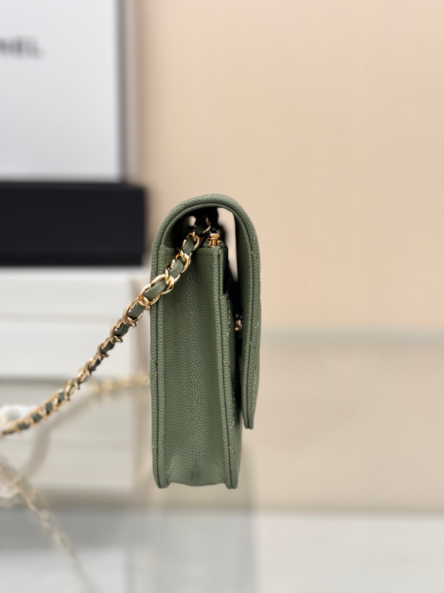 WOC 19CM KHAKI BLUE CAVIAR GOLD HARDWARE mysite