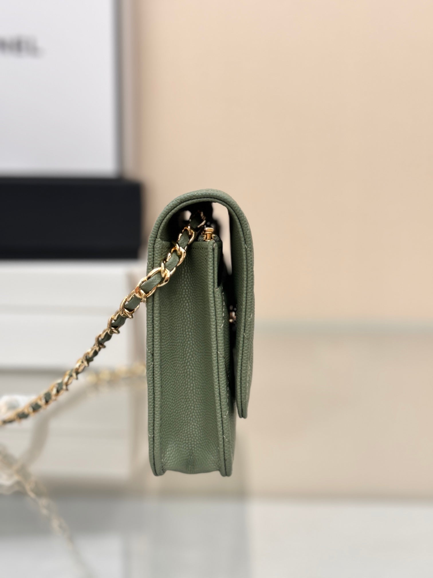 WOC 19CM KHAKI BLUE CAVIAR GOLD HARDWARE mysite