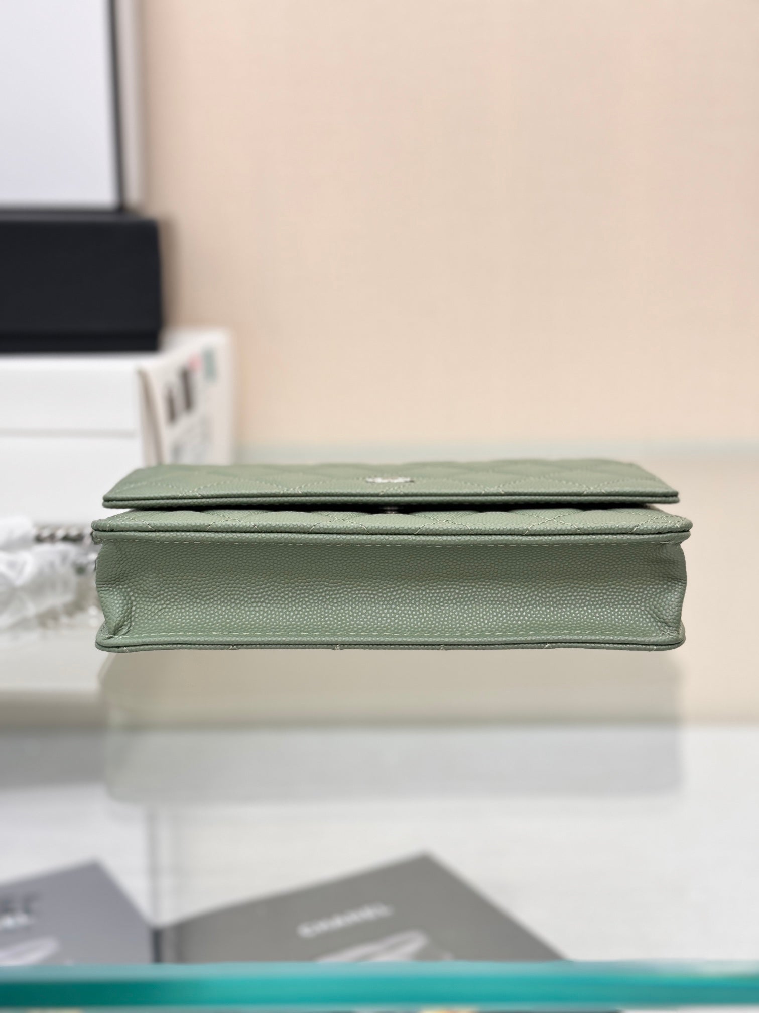 WOC 19CM KHAKI BLUE CAVIAR SILVER HARDWARE mysite