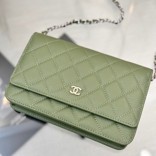 WOC 19CM KHAKI BLUE CAVIAR SILVER HARDWARE mysite