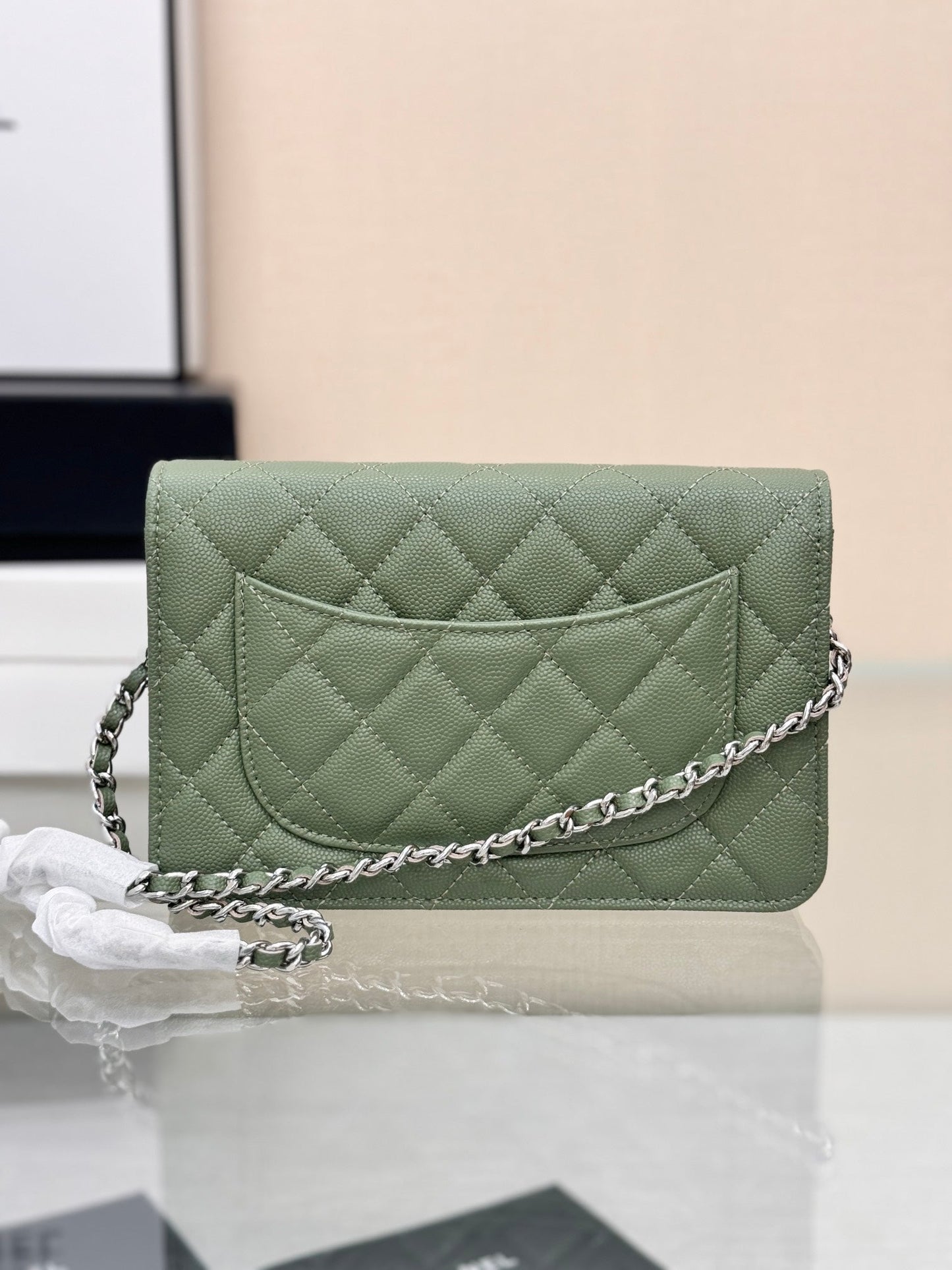 WOC 19CM KHAKI BLUE CAVIAR SILVER HARDWARE mysite