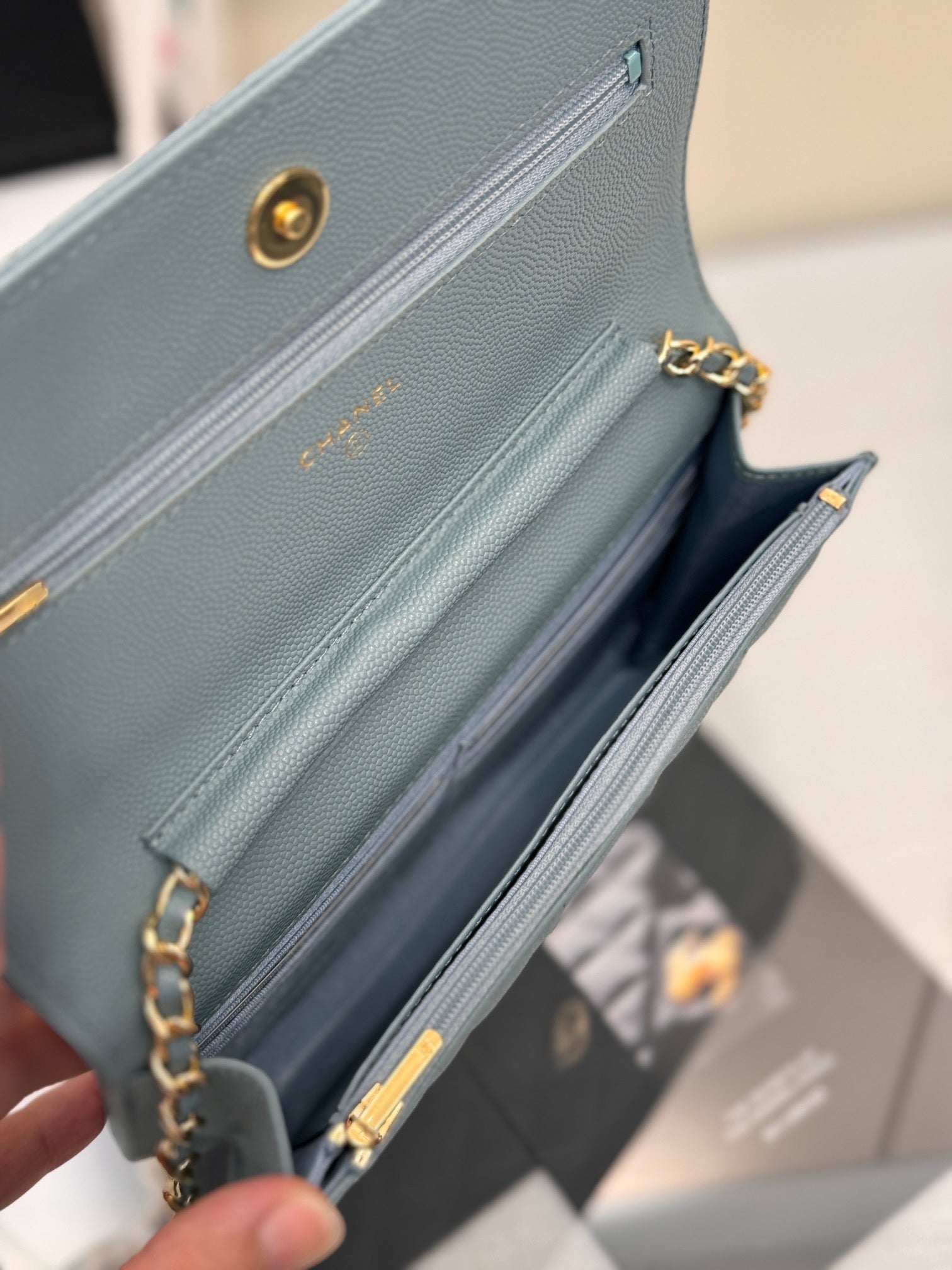 WOC 19CM CLOUD BLUE CAVIAR GOLD HARDWARE mysite