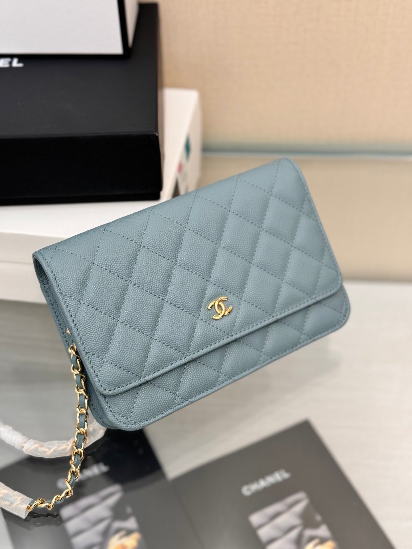 WOC 19CM CLOUD BLUE CAVIAR GOLD HARDWARE mysite