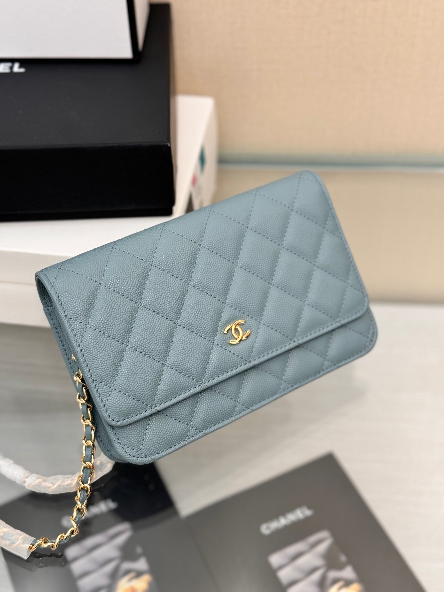 WOC 19CM CLOUD BLUE CAVIAR GOLD HARDWARE mysite