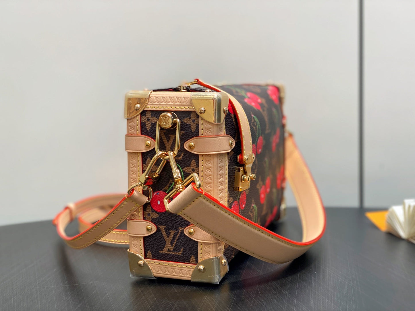 LV x TM Side Trunk MM 23.5cm Brown Cherry Canvas mysite