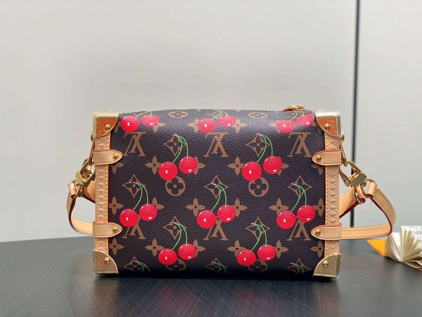 LV x TM Side Trunk MM 23.5cm Brown Cherry Canvas mysite