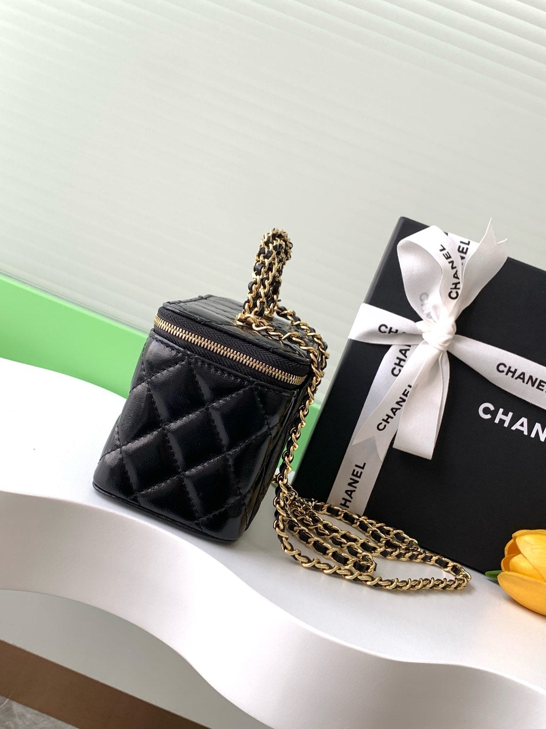 CC Vanity Case 17cm Black Leather Gold Hardware 238495 mysite