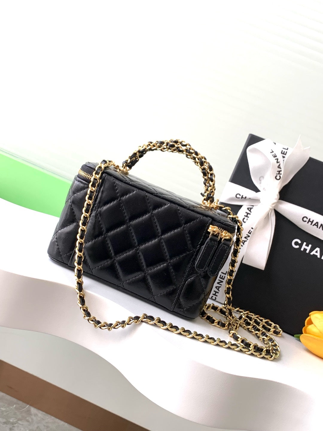 CC Vanity Case 17cm Black Leather Gold Hardware 238495 mysite