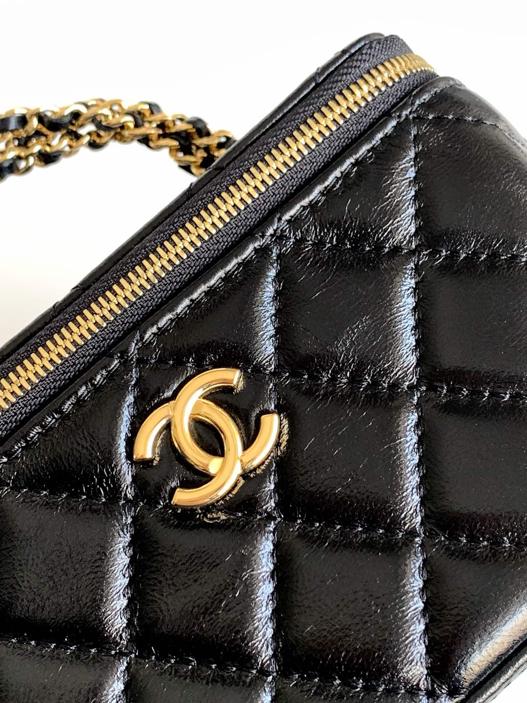 CC Vanity Case 17cm Black Leather Gold Hardware 238495 mysite