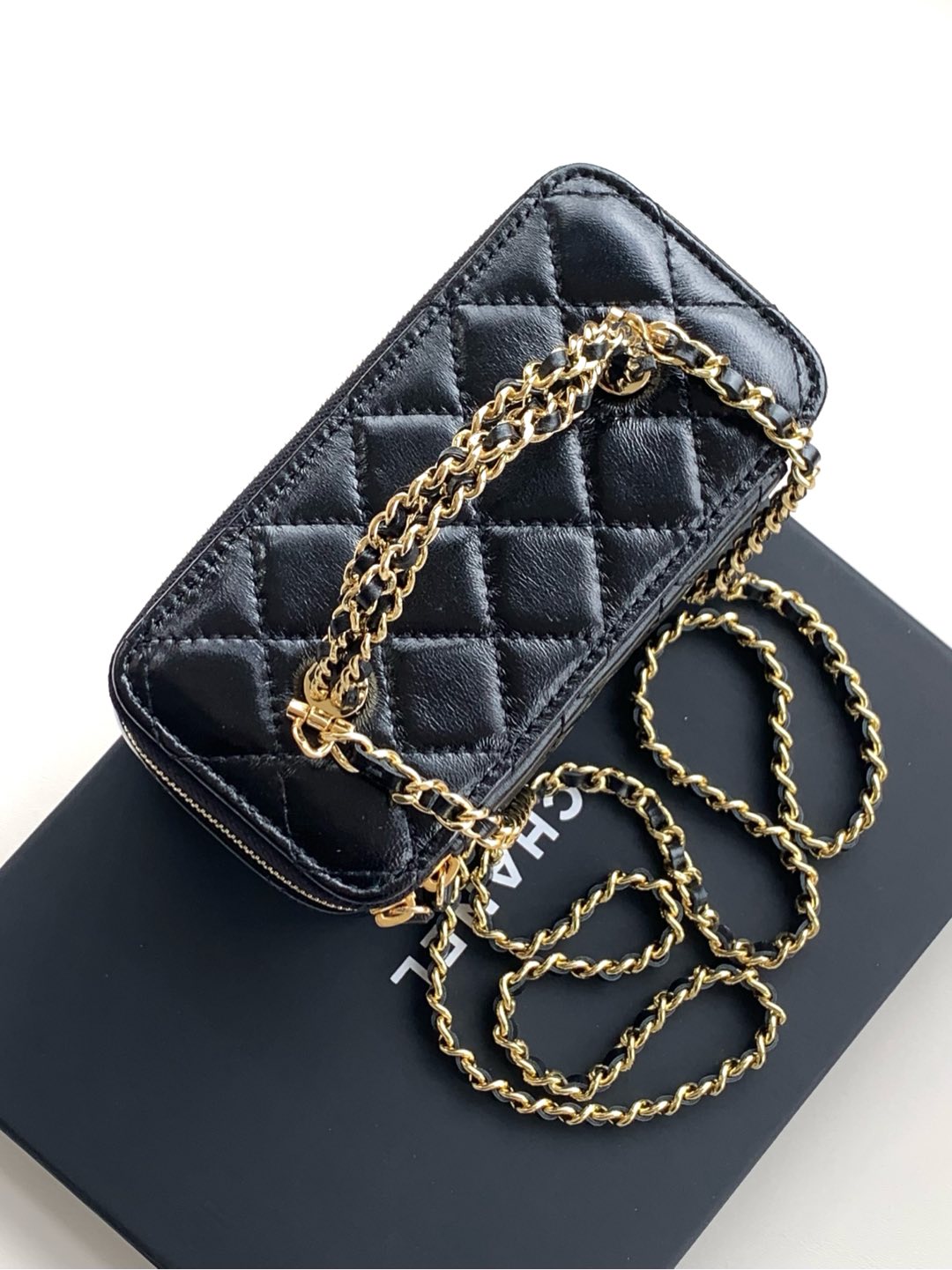 CC Vanity Case 17cm Black Leather Gold Hardware 238495 mysite