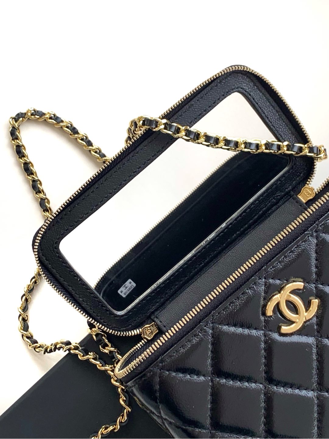 CC Vanity Case 17cm Black Leather Gold Hardware 238495 mysite