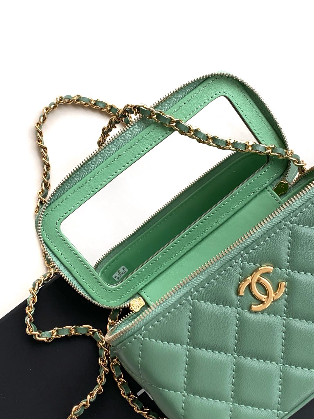 CC Vanity Case 17cm Jungle Green Leather Gold Hardware 238497 mysite